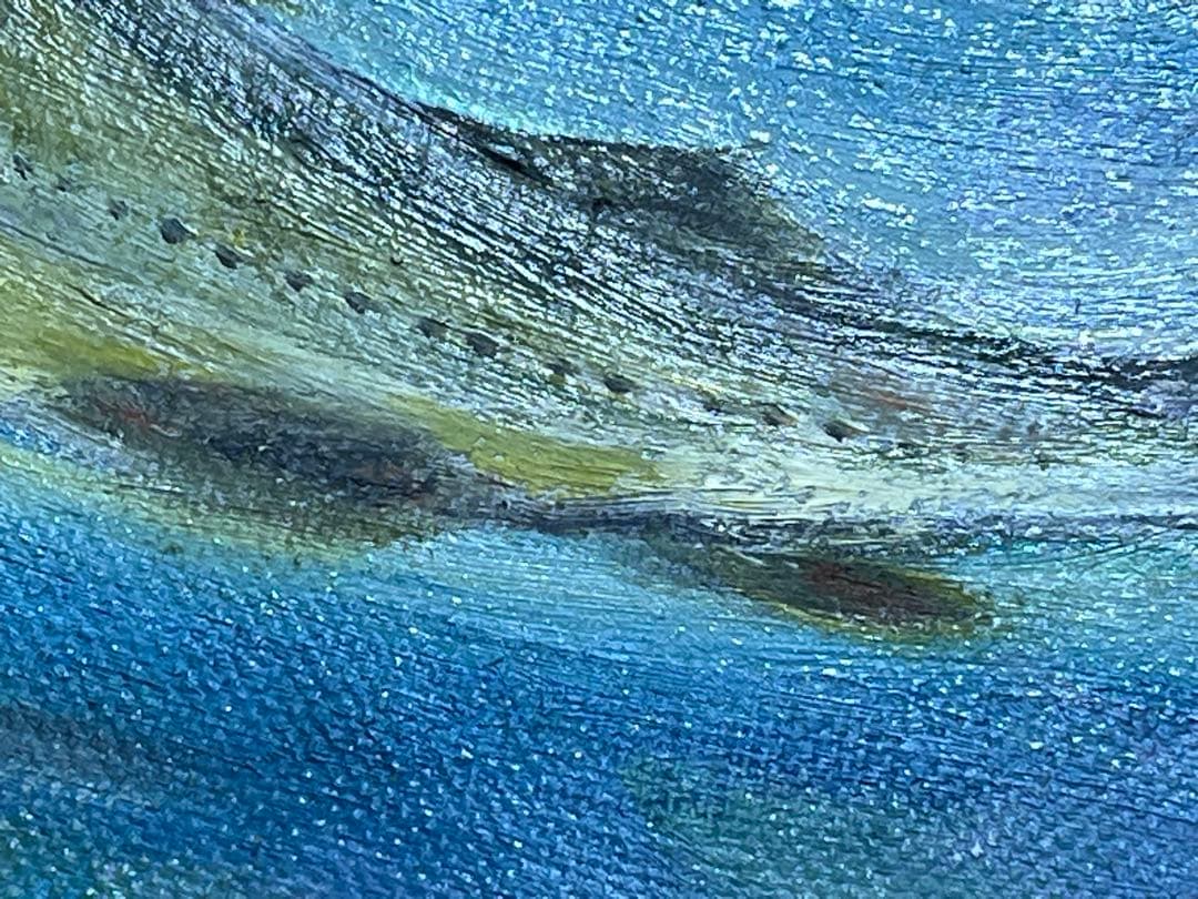 鮎 淡水魚 川魚 油絵 油彩 肉筆 「Masako」サイン有り