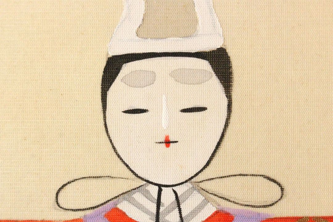 No4520 掛軸　田中松泉「立雛」　和歌賛　彩色絹本　共箱　節句　送料無料