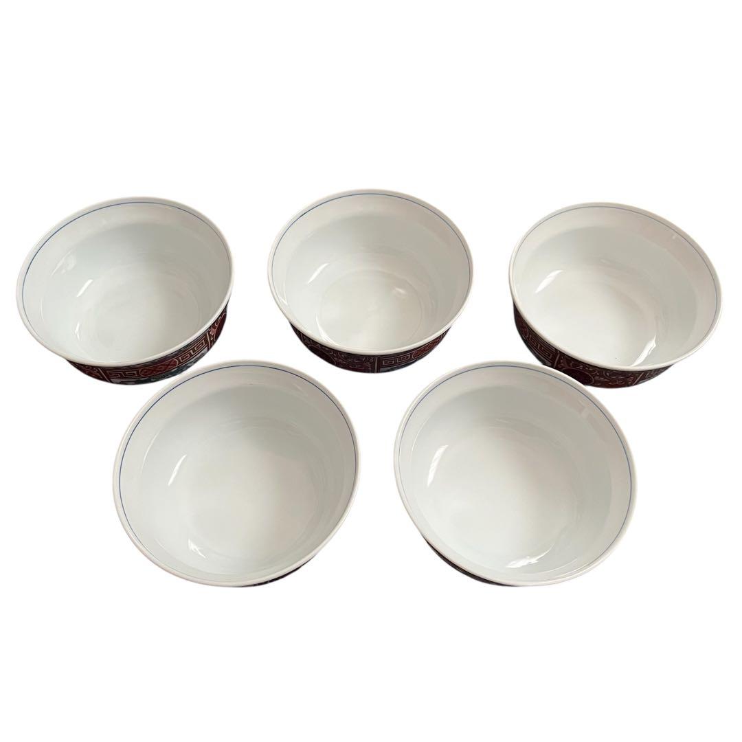 【美品】九谷焼 蓋付き丼 5客セット 金彩 色絵 和食器 煮物碗 蓋物