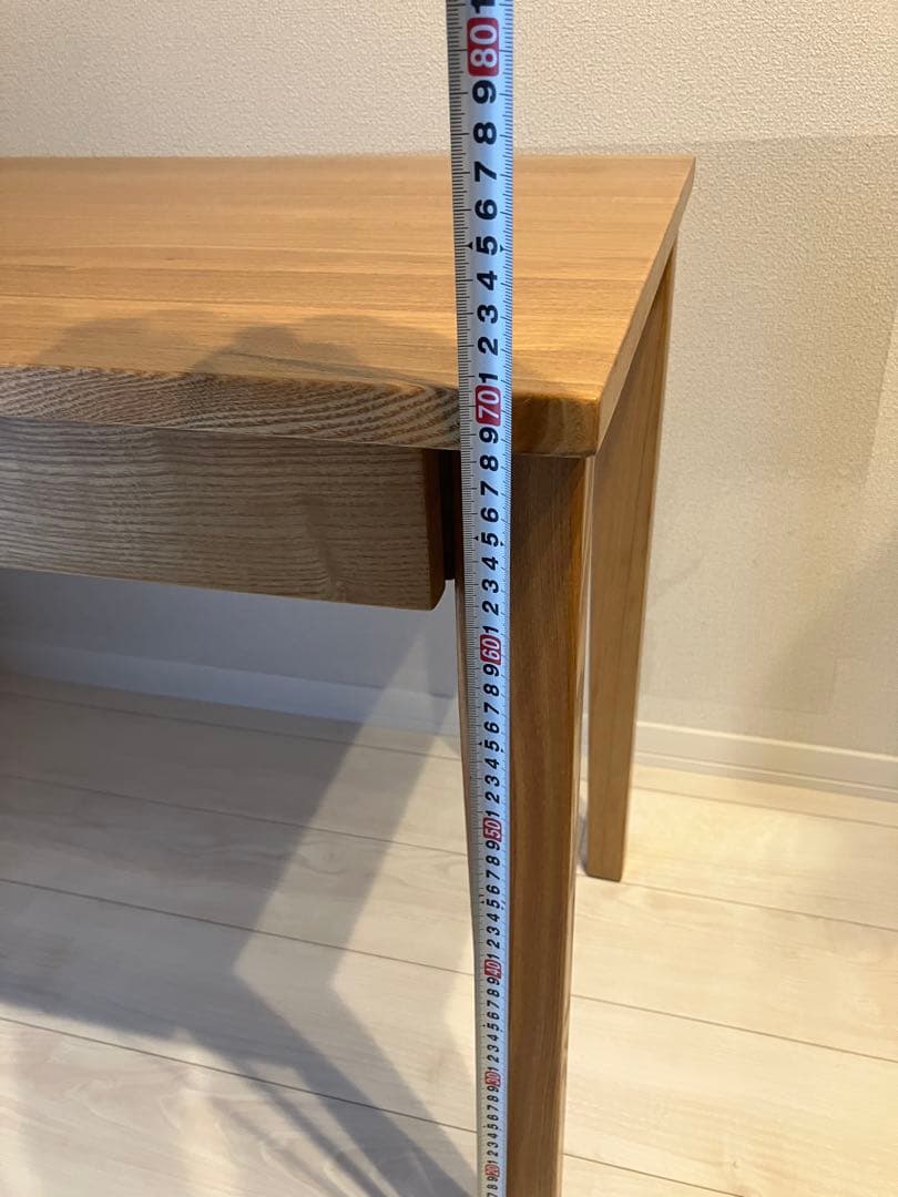 無印良品　タモ材　デスク　引出し付