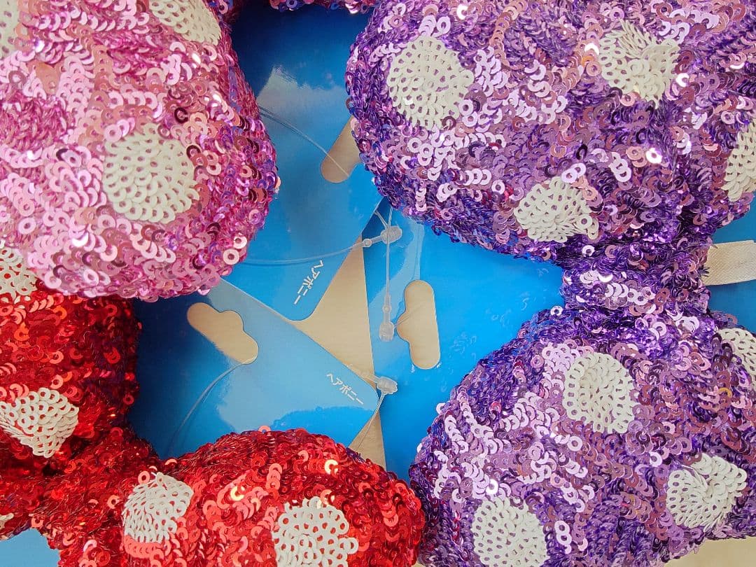 ミニー　スパンコール　ヘアゴム　パルパルーザ　リボン　ディズニー　お揃い　新品