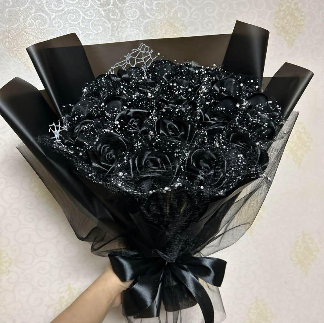 21本黒バラブーケ プレゼント お祝い 枯れない花 永生薔薇　特別な人へ