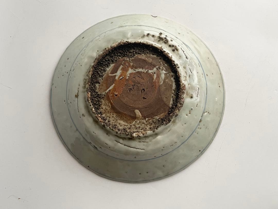 骨董　アンティーク　呉須　染付　鹿花文様　七寸皿　漳州窯　明　呉須手