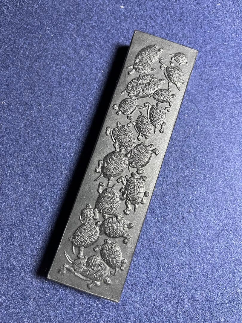 【墨研】玄林堂◆鶴亀墨 純菜種油煙 昭和60年造◆文房四宝 書道具 古墨