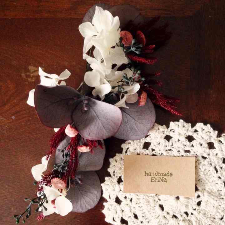 1600円 本物花 葉 髪飾り ユーカリ あじさい 卒業 入学 ブライダル