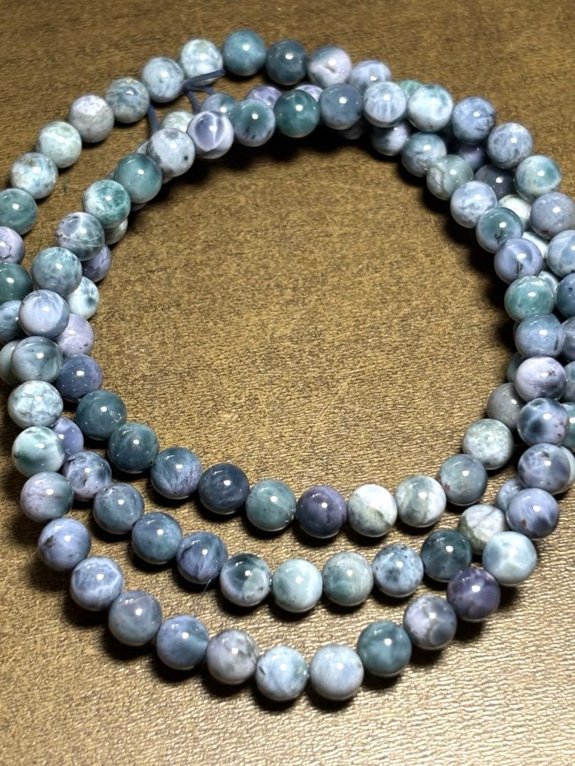 天然石ブレスレット　パープルラリマー3連ブレス約5.5㎜（新品未使用） 【幻】