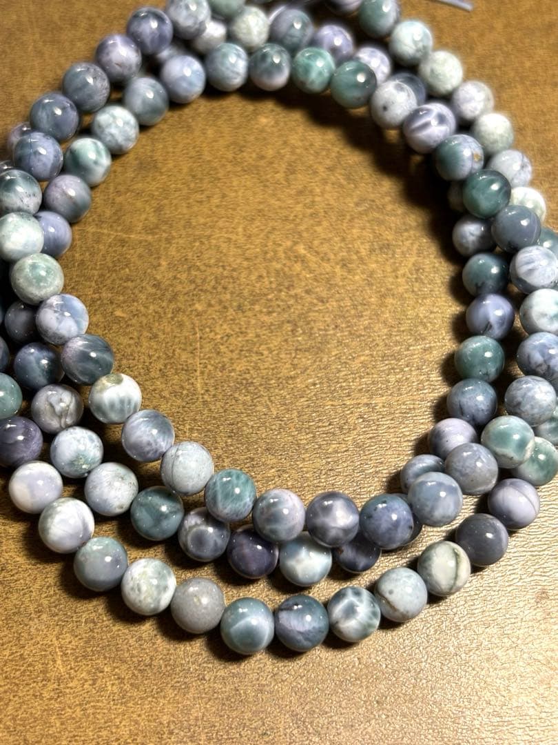 天然石ブレスレット　パープルラリマー3連ブレス約5.5㎜（新品未使用） 【幻】