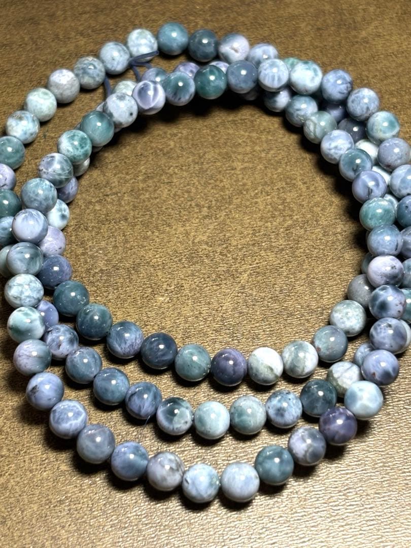 天然石ブレスレット　パープルラリマー3連ブレス約5.5㎜（新品未使用） 【幻】