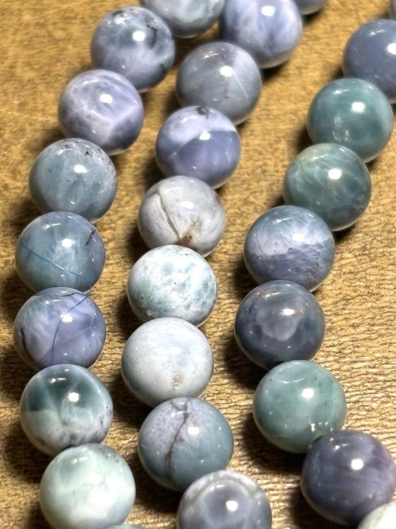 天然石ブレスレット　パープルラリマー3連ブレス約5.5㎜（新品未使用） 【幻】