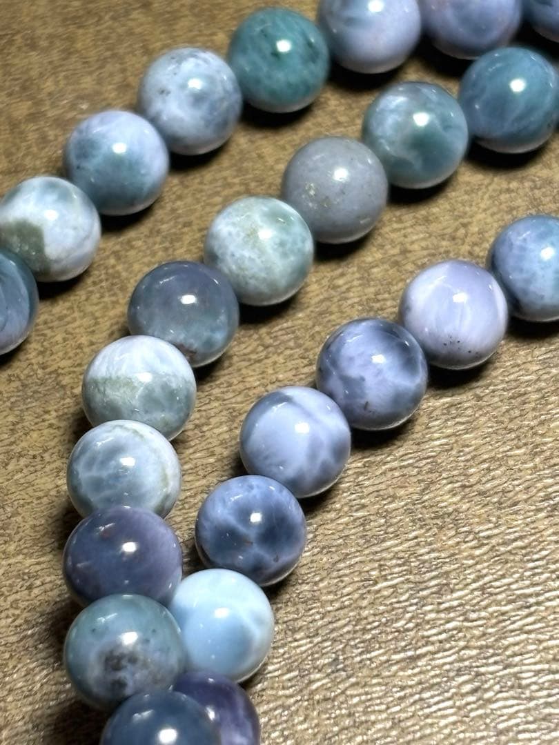 天然石ブレスレット　パープルラリマー3連ブレス約5.5㎜（新品未使用） 【幻】