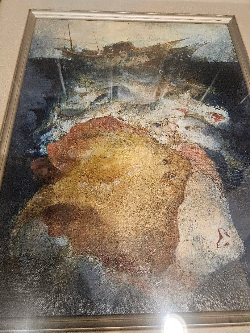 工藤和男『漁群』油彩 6号 朝日画廊取扱い 稀少作品