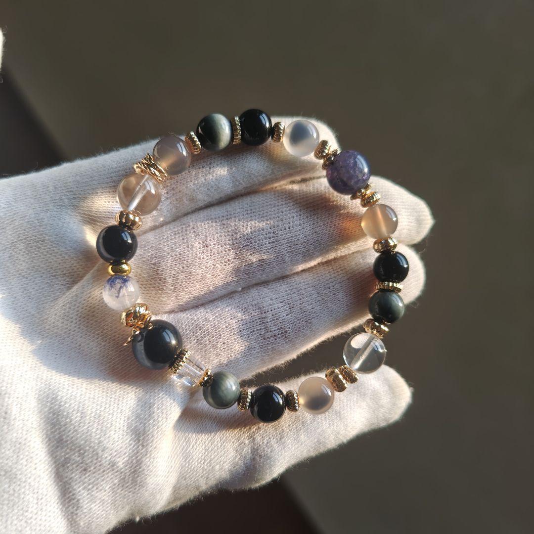 ブルータイガーアイ、タンザナイト、デュモルチェライトインクオーツ、イーグル