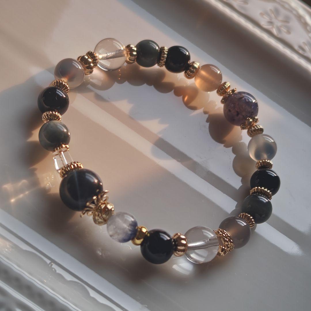 ブルータイガーアイ、タンザナイト、デュモルチェライトインクオーツ、イーグル