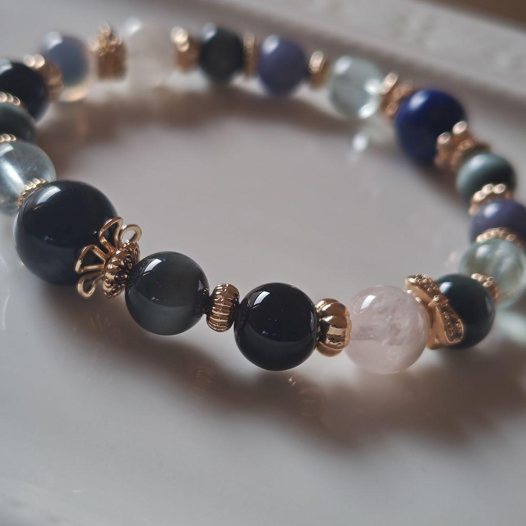 ブルータイガーアイ、タンザナイト、デュモルチェライトインクオーツ、イーグル