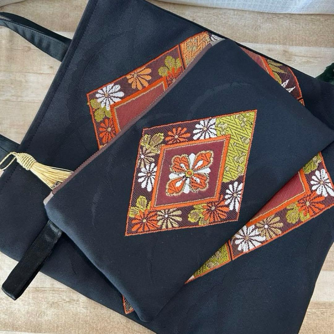 帯リメイク バッグポーチセット 782.693 サコッシュ　ファスナーポーチ