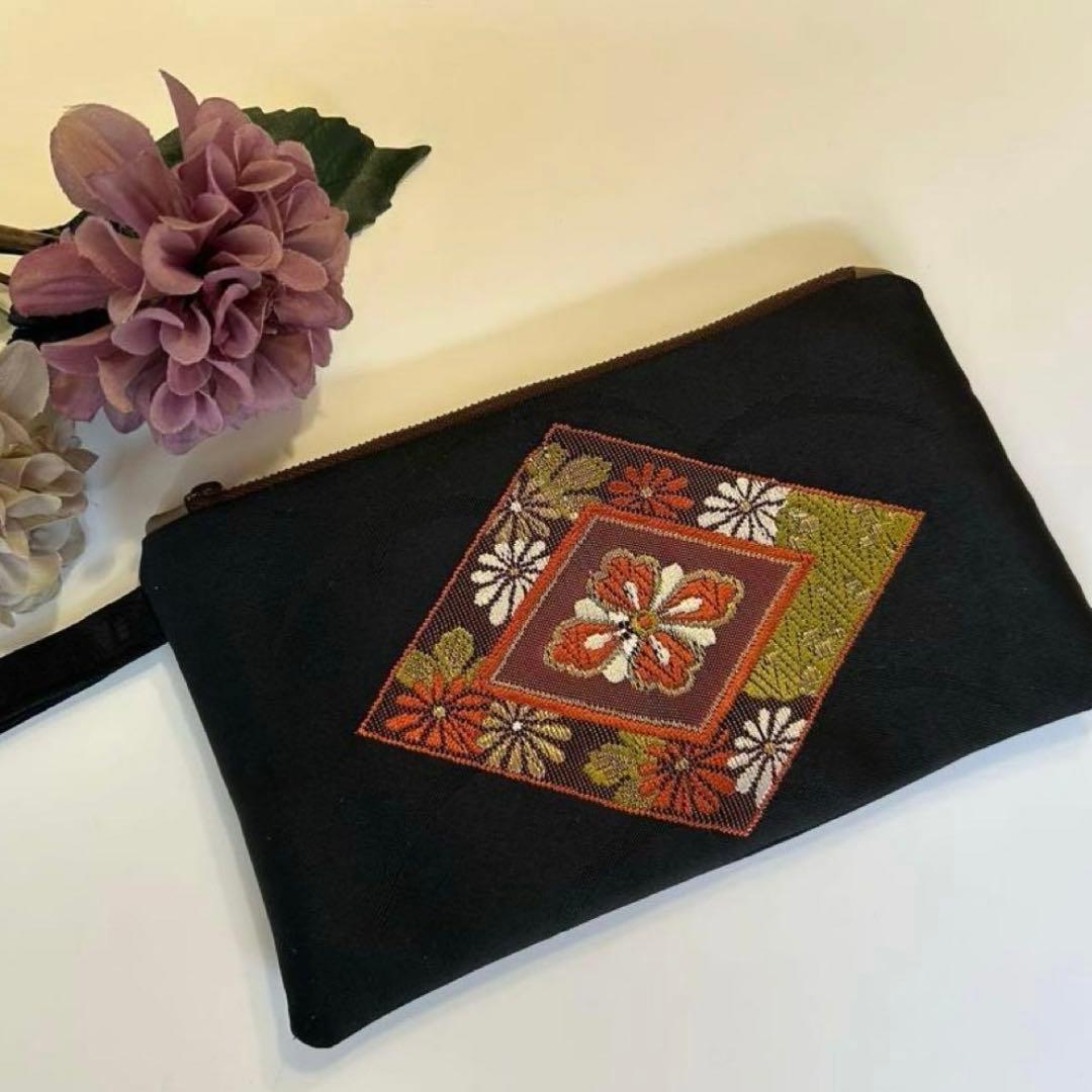 帯リメイク バッグポーチセット 782.693 サコッシュ　ファスナーポーチ