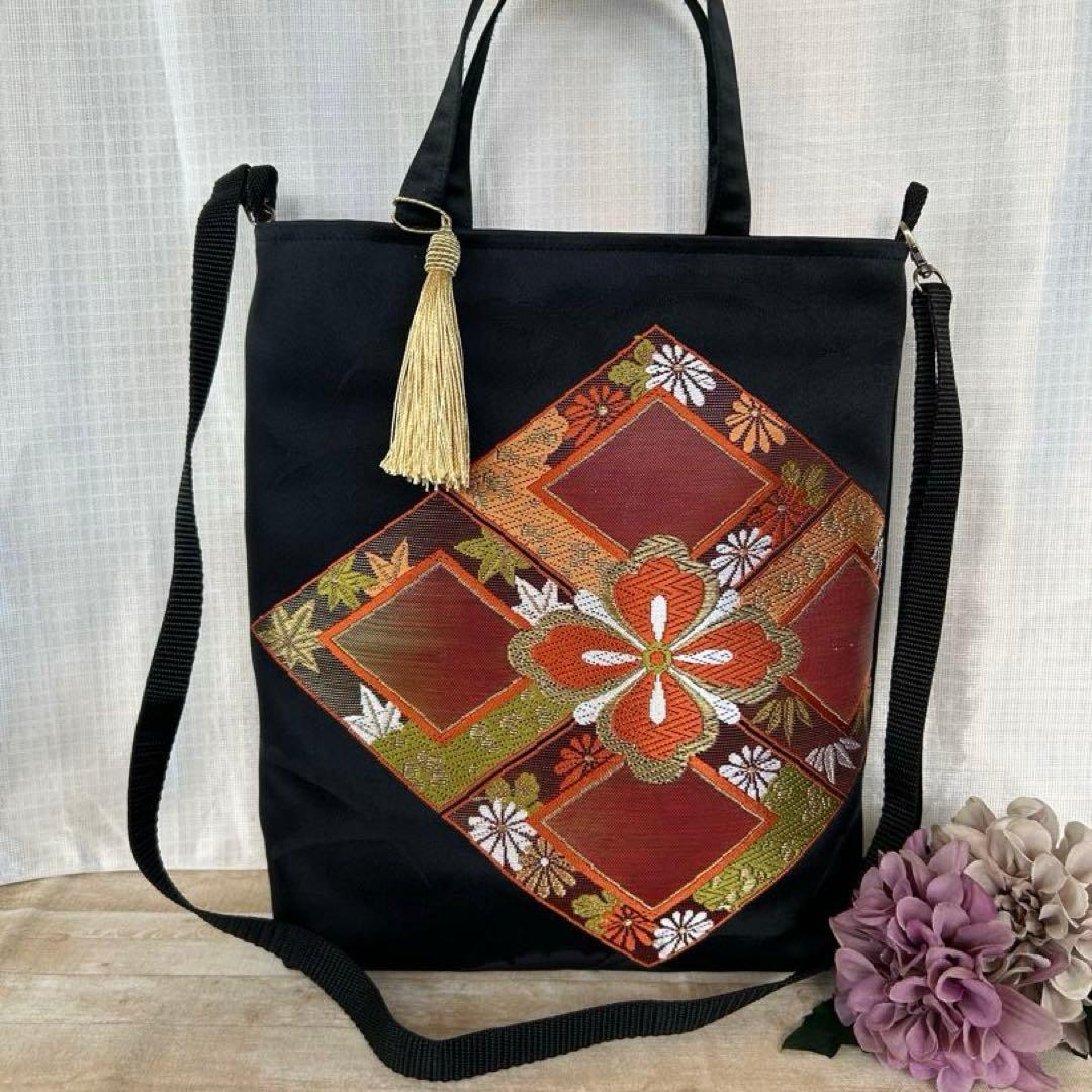 帯リメイク バッグポーチセット 782.693 サコッシュ　ファスナーポーチ