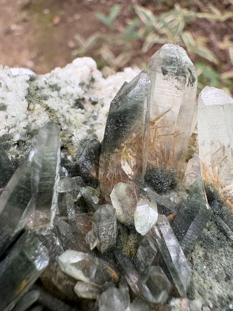 【匿名発送】ガネッシュヒマール産 クローライト、アンフィボール内包水晶