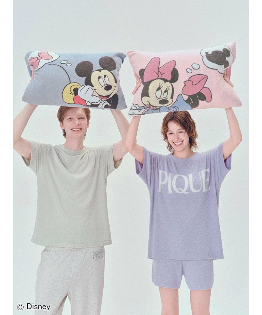 新品ジェラートピケ Mickey&Minnie ジャガードピローケース　枕カバー