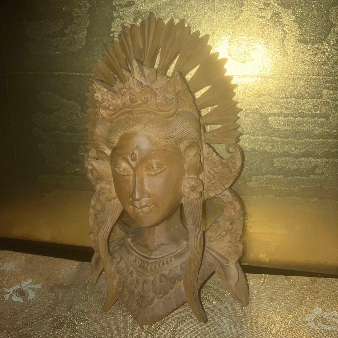 【呪物】曰く付き木彫り像　シータ姫像（ラーマーヤナ）　縁起物　開運　ご利益　金運