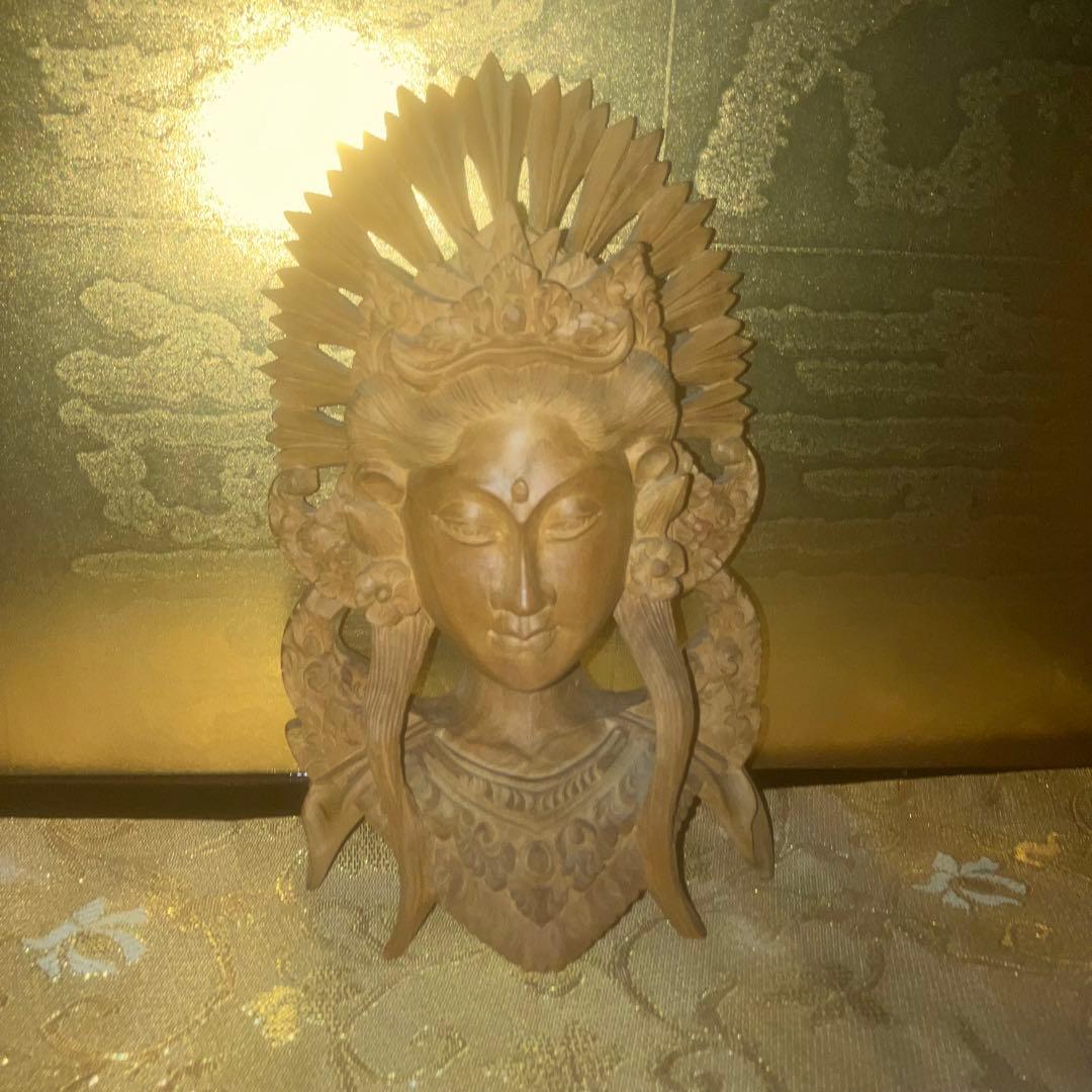 【呪物】曰く付き木彫り像　シータ姫像（ラーマーヤナ）　縁起物　開運　ご利益　金運