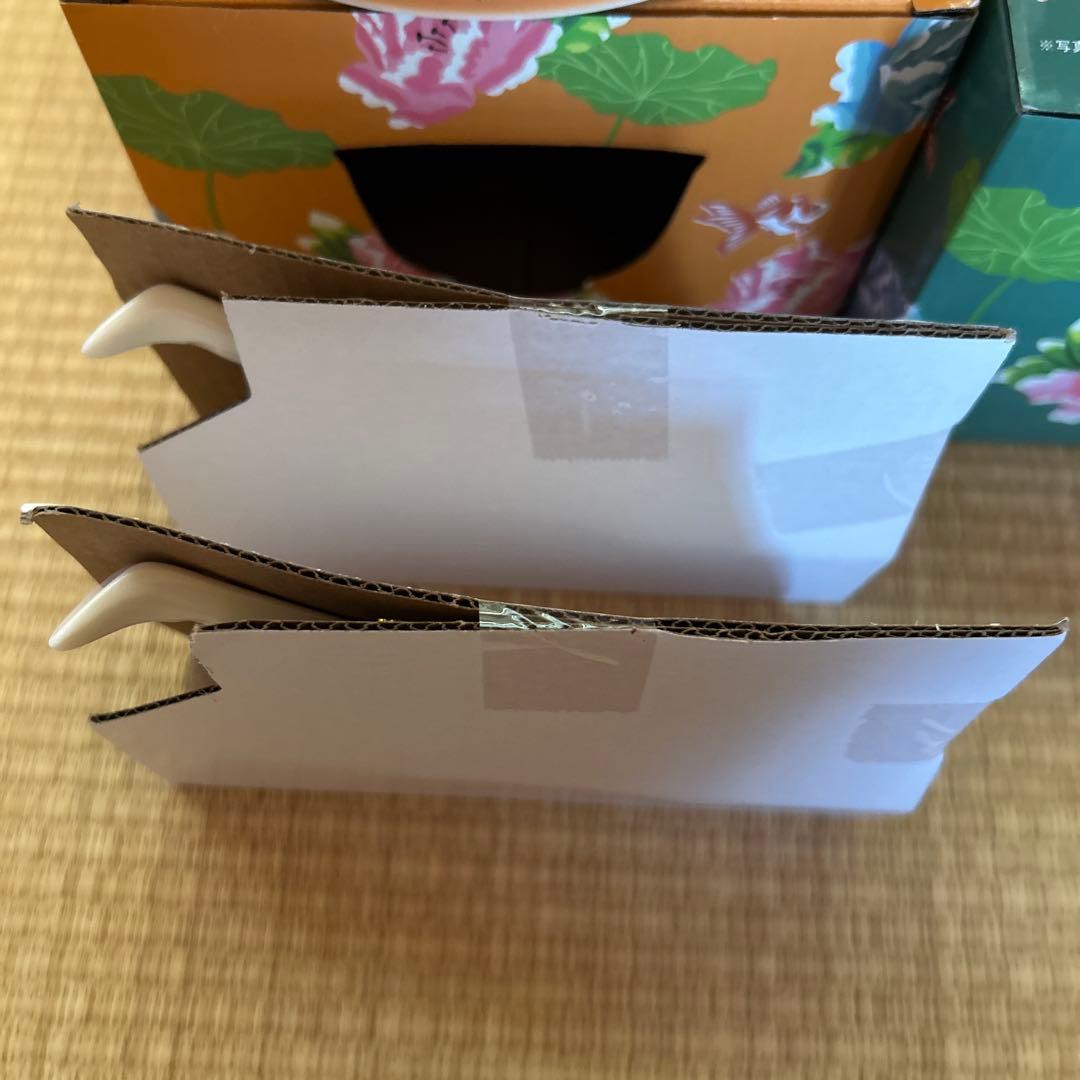 KALDI 桃と唐子のレトロ皿セット、どんぶりとれんげセット