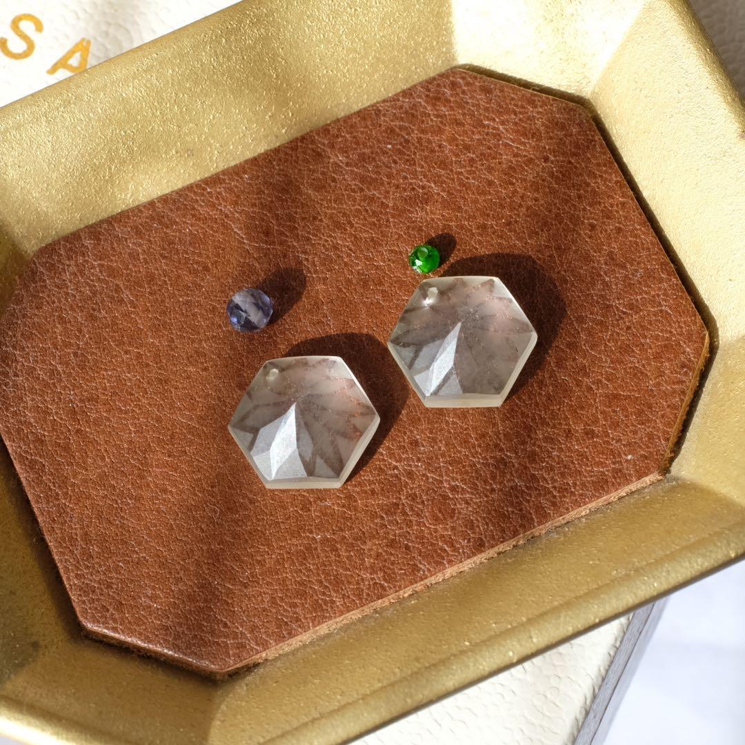 ポメころび ♦︎ロッククリスタルヘキサゴンプレシジョンフープイヤリング