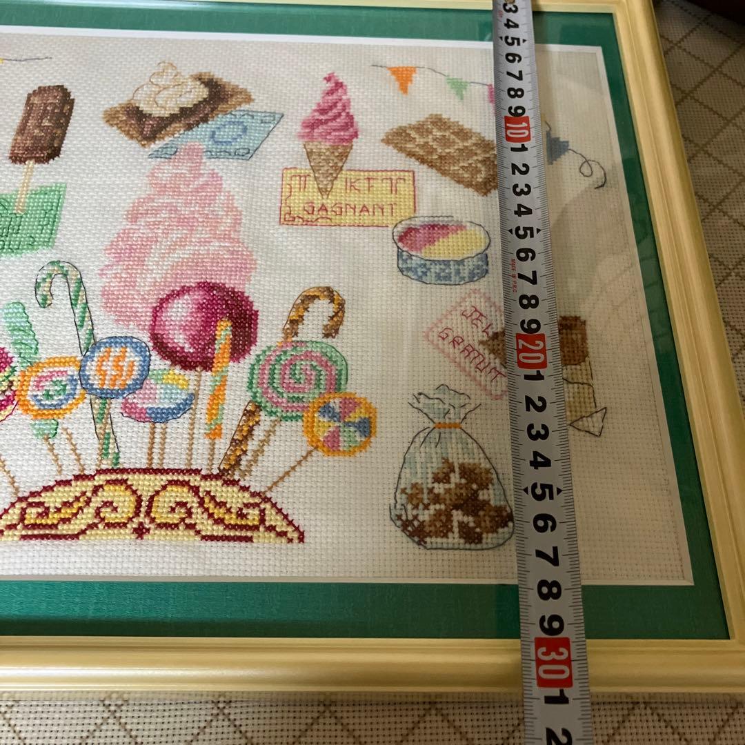 フランス刺繍　ポップキャンディー　アイスクリーム額装品