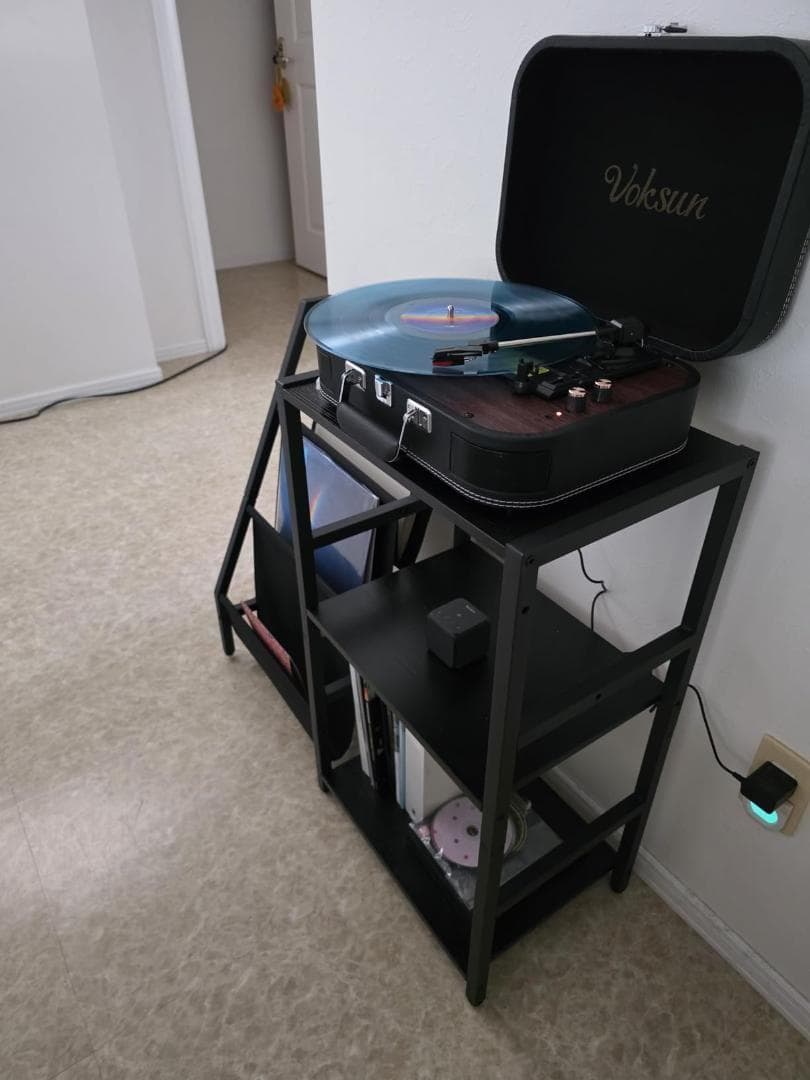 新品未開封 レコード収納ラック、3段レコードラック、200枚のレコードを収納でき
