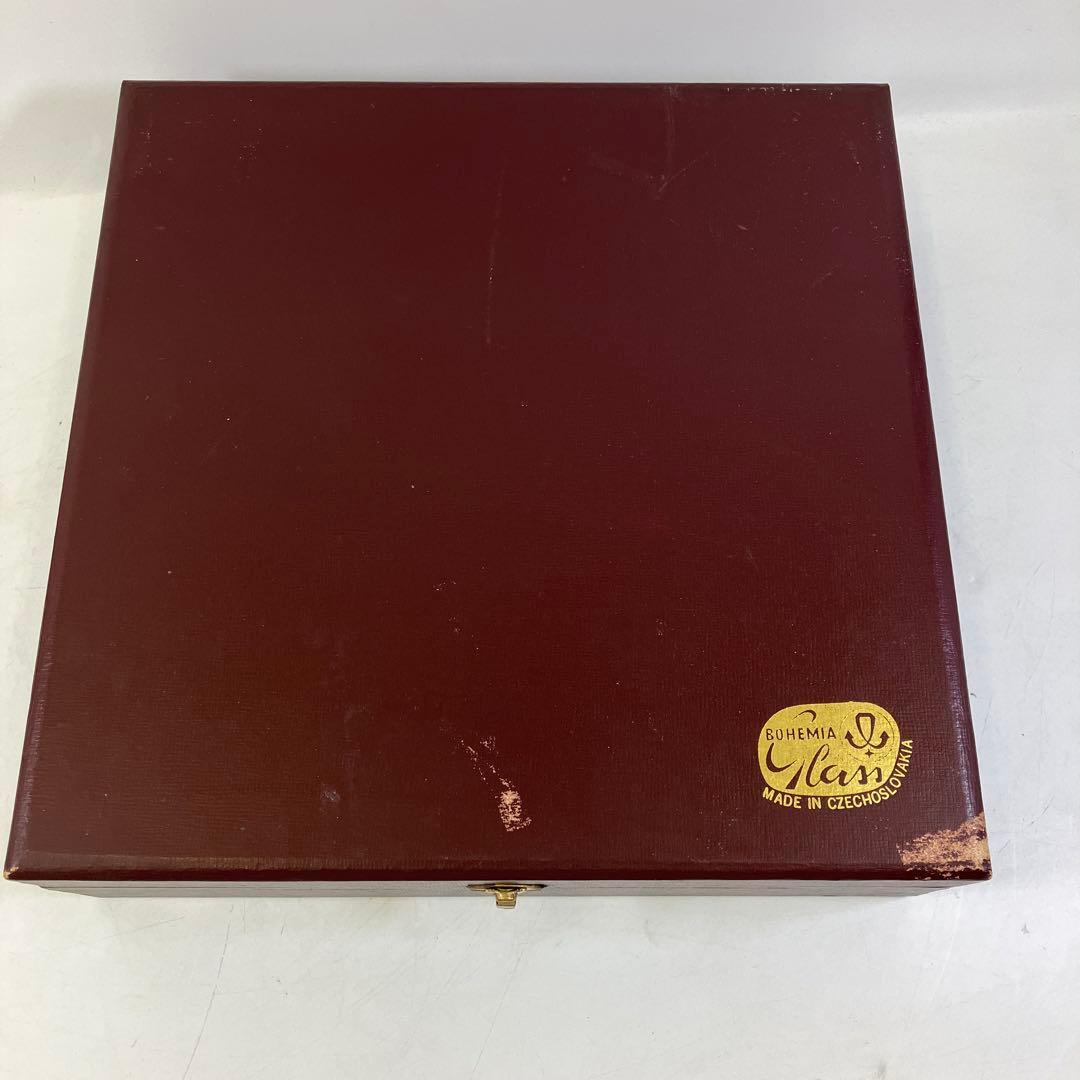 【未使用】 ボヘミアンガラス 大皿 専用ボックスケース付き