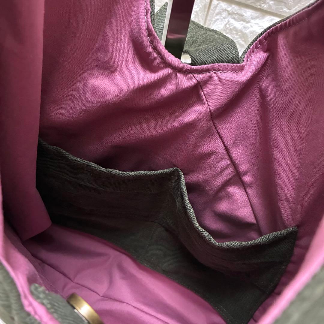 【ラムちゃん】デニムリメイク　肩がけワンショルダーバック　カーキ色デニム