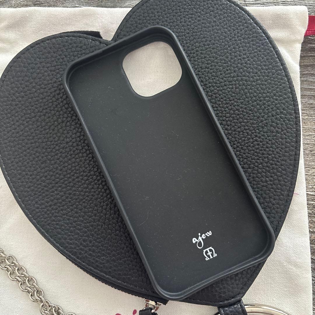 ajew ハート型 iPhone15用ケース 黒