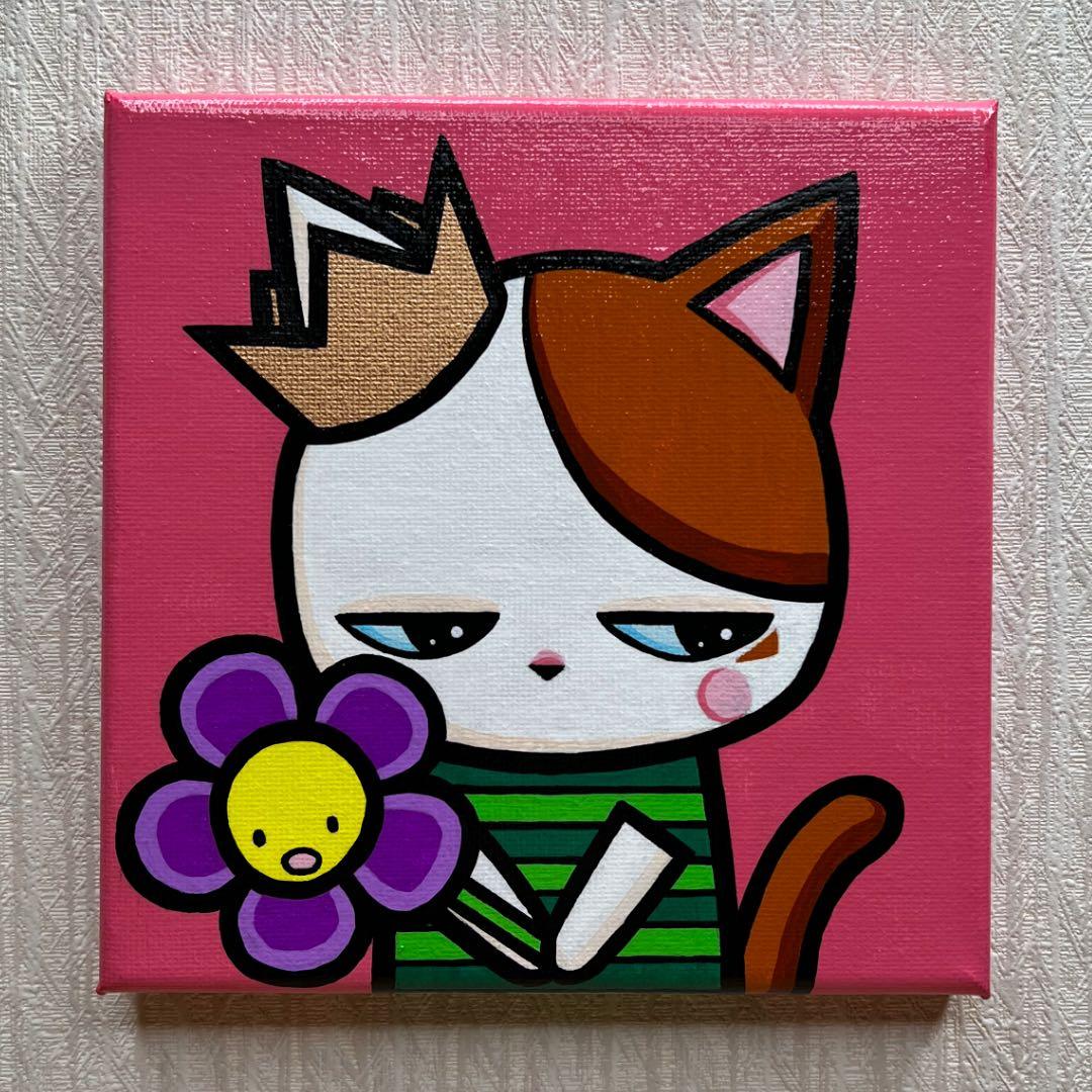 「大丈夫だよ」｜イーゼル付き絵画 原画 動物画 猫の絵 イラスト ドローイング