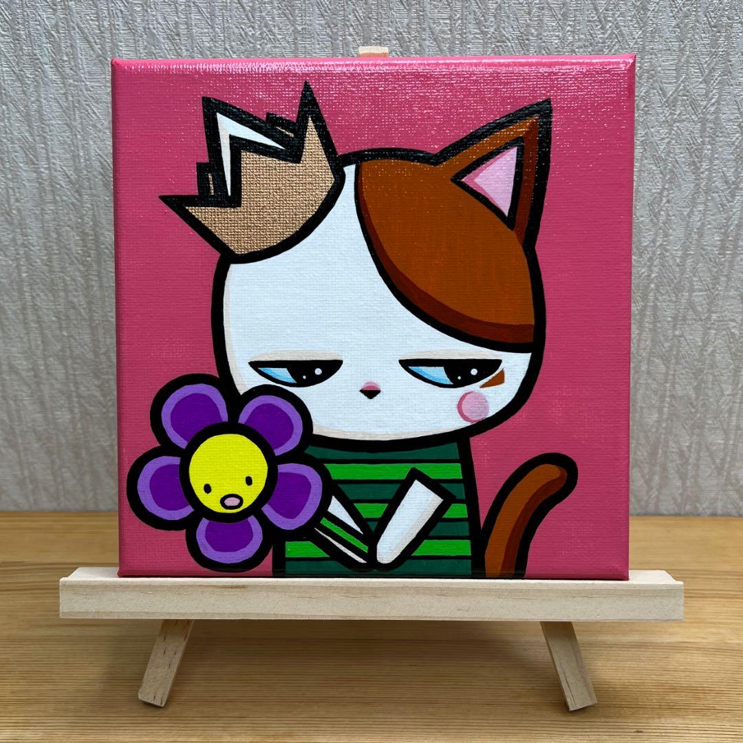 「大丈夫だよ」｜イーゼル付き絵画 原画 動物画 猫の絵 イラスト ドローイング
