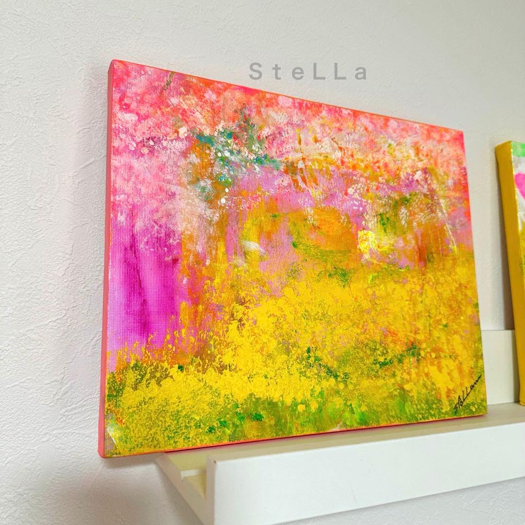 フラワーアート　花の絵　抽象画　壁掛け　インテリア　幸せ絵画　癒し　お洒落　絵画