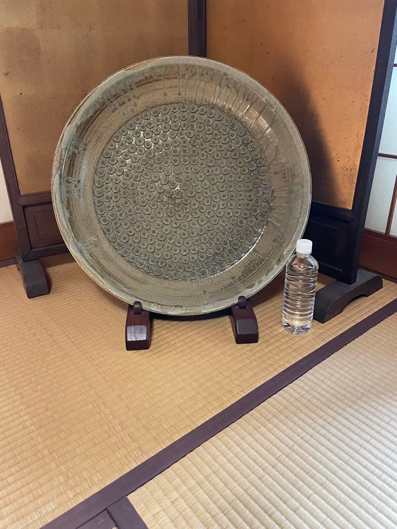 常滑焼 大皿 約57cm 都築信雄作（とされる） 印花文 飾り皿 特大 和モダン
