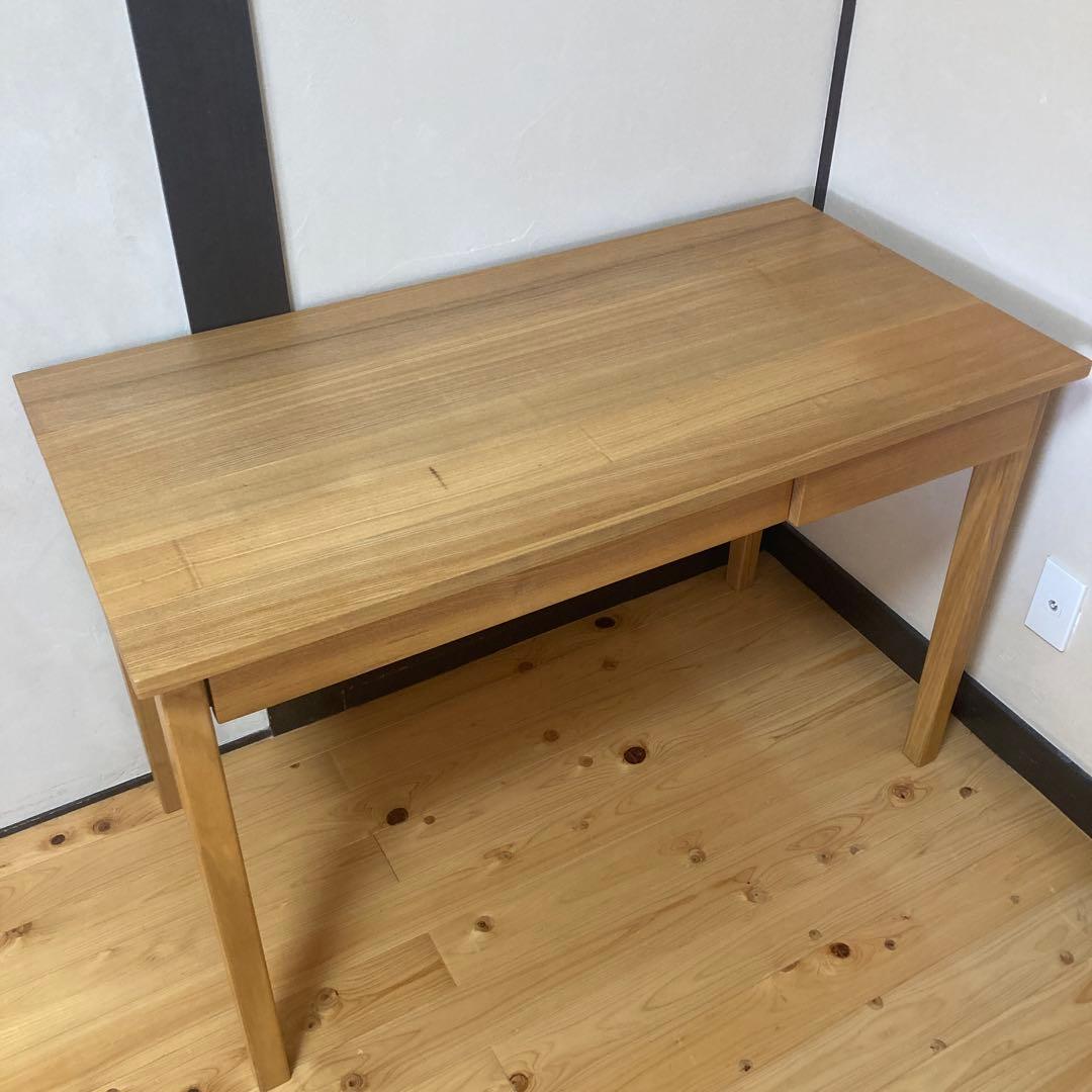 無印良品　タモ材　学習机　木製テーブル　引き出し付き