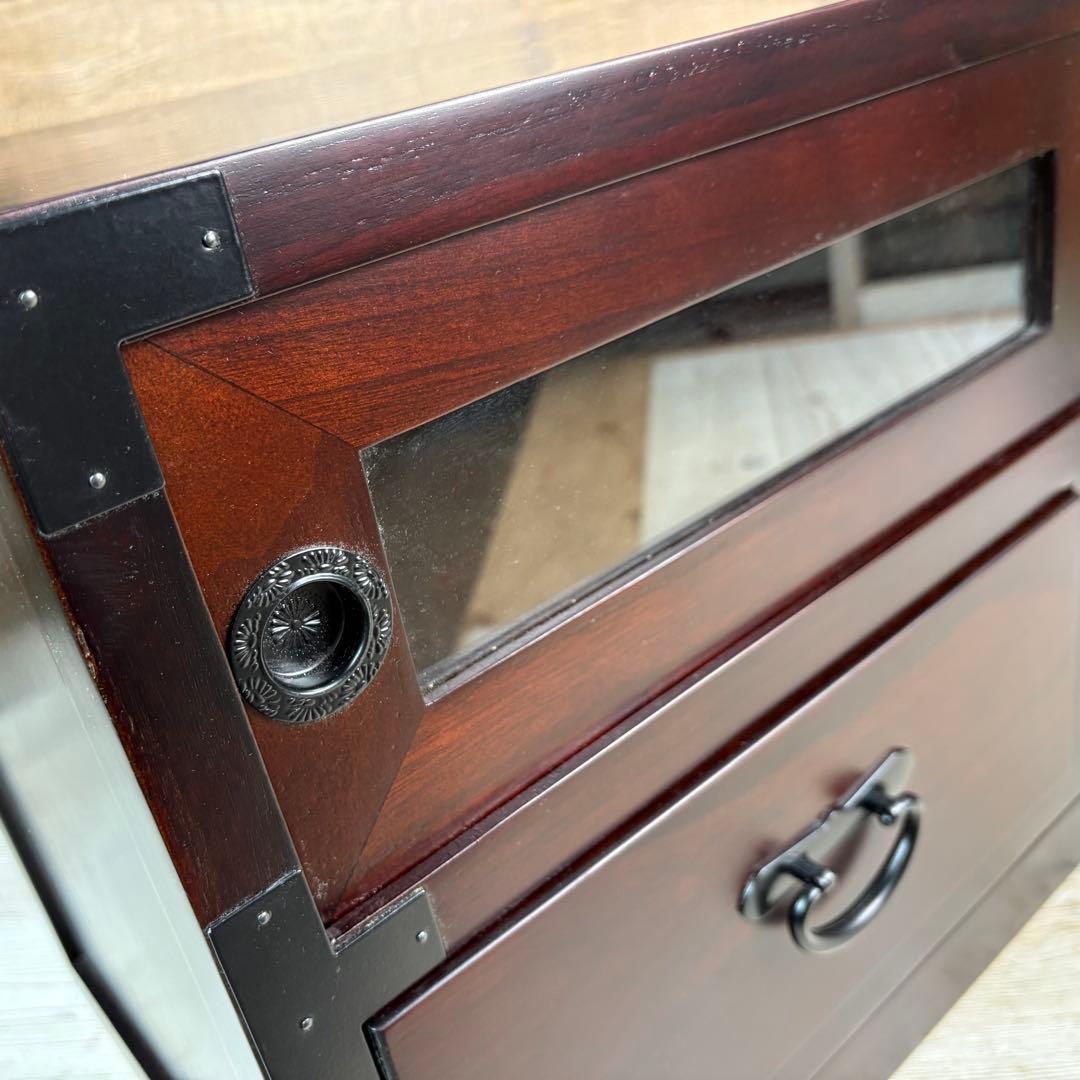 セール中！民芸家具木製ガラス戸付きテレビ台サイドボードTV台チェスト飾り棚桐無垢