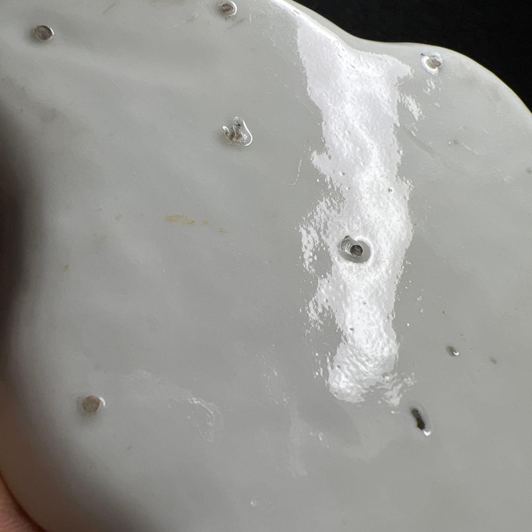 中国清時代　白磁葉形皿　幅約14.4㎝　東Y8-0402☆2Fトヒチ