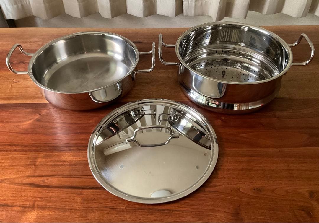 ジオプロダクト 蒸し器付き両手鍋 25cm 日本製 ステンレス