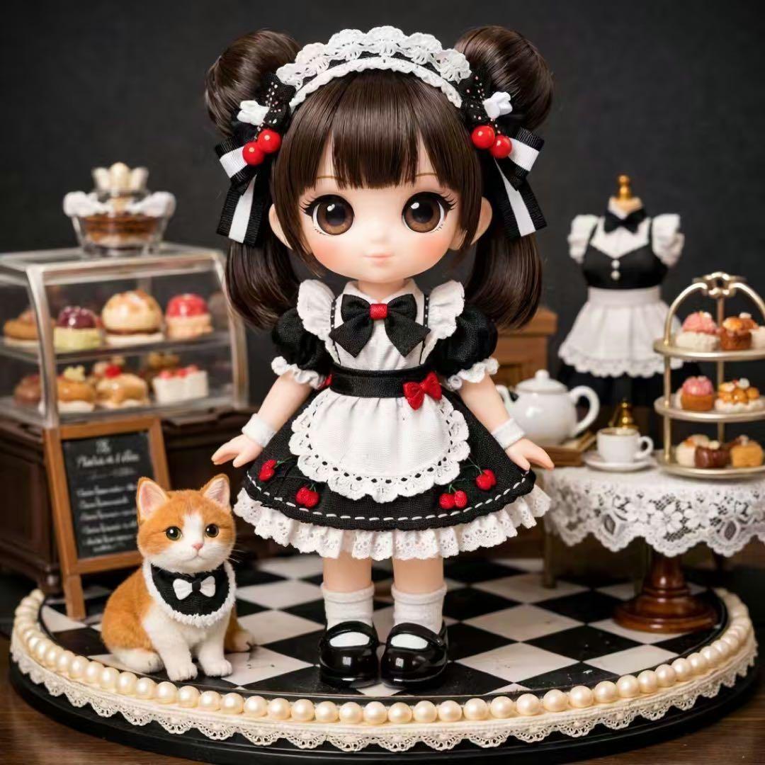 ロリータドールと子猫スイートパネル生地　ハンドメイド