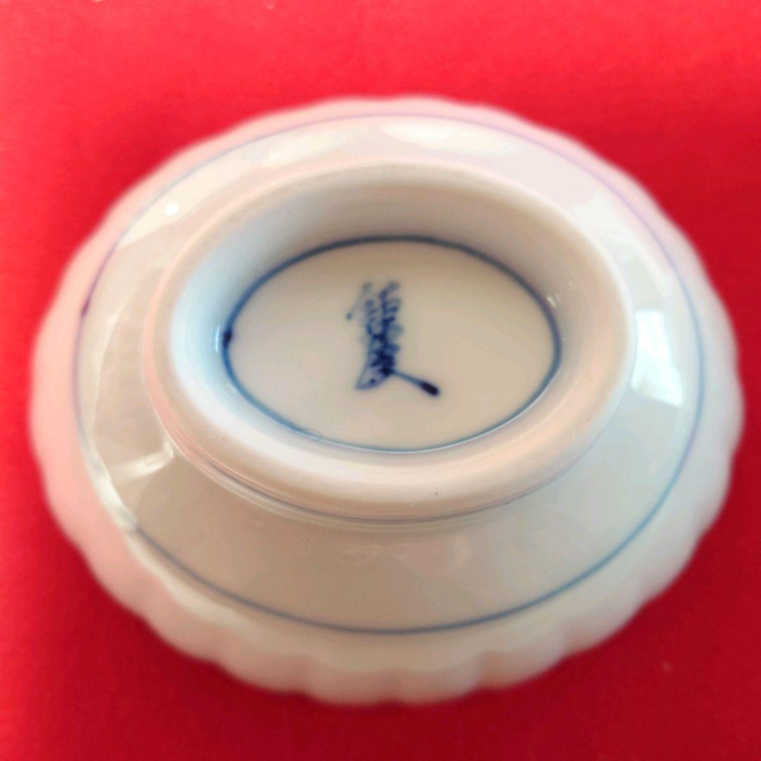 錦右衛門　染付菊割　楕円中鉢　5個