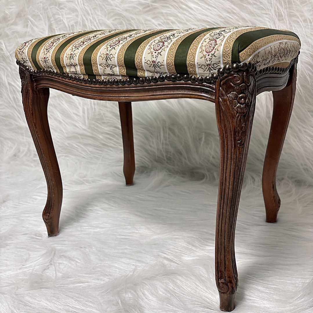 イタリア製 猫脚 クラッシックフットスツール 木製スツール ロココ調 ビンテージ