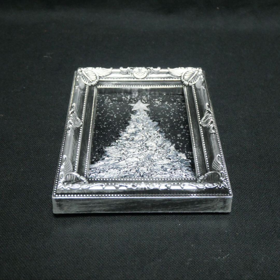 【銀色クリスマスツリー】絵画 油彩 油彩画 絵 油絵