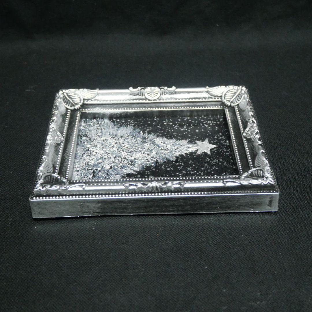 【銀色クリスマスツリー】絵画 油彩 油彩画 絵 油絵