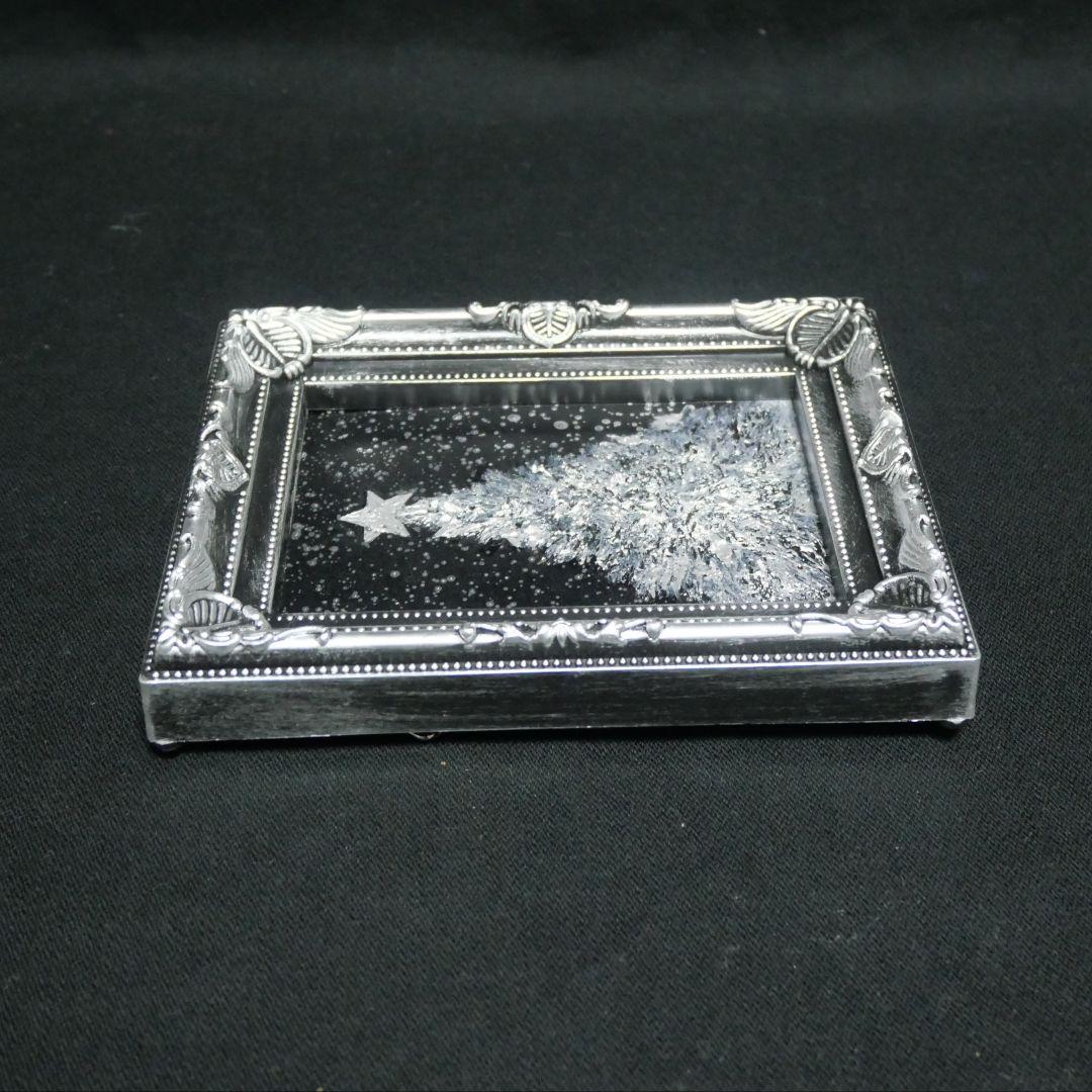 【銀色クリスマスツリー】絵画 油彩 油彩画 絵 油絵