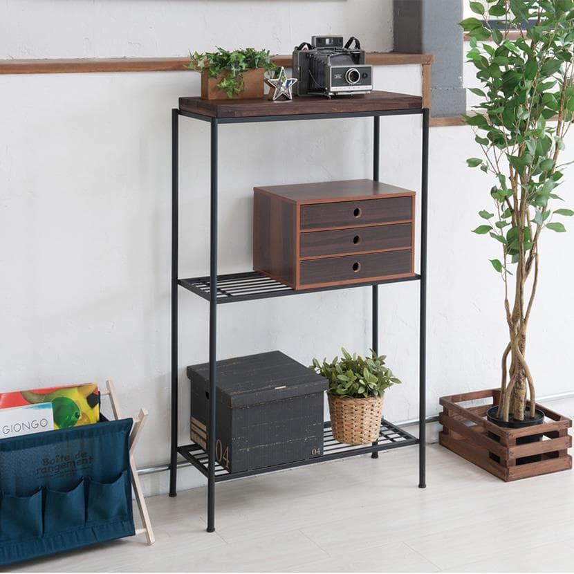 365 ワイドラック /ディスプレイラック/収納棚/軽量/3段/木製/モダン