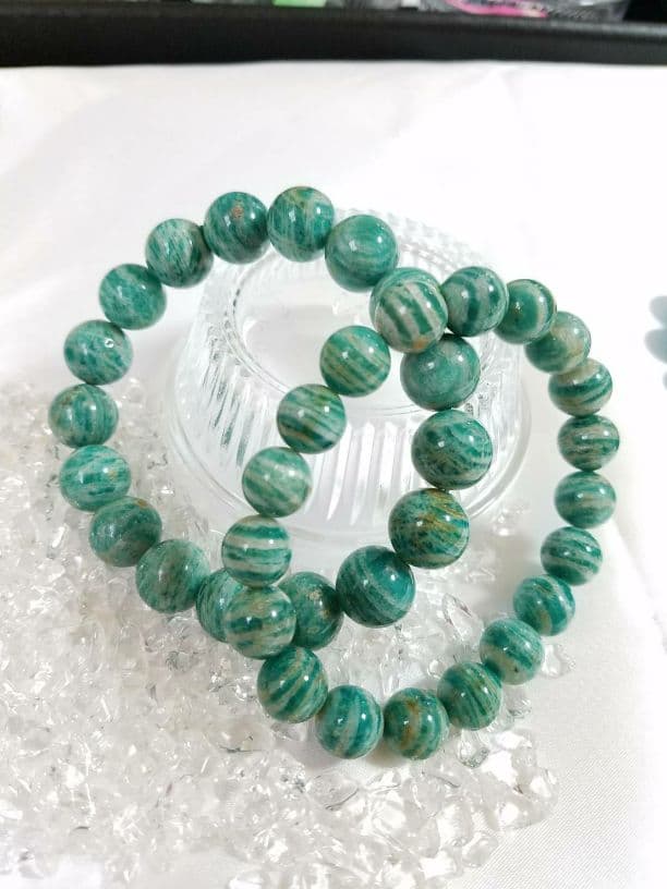 天然石　ゼブラアマゾナイト　14ミリブレス