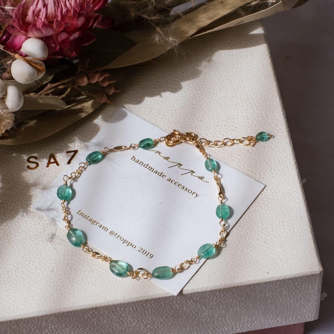 まいまい♦︎14kgfザンビアエメラルドブレスレット