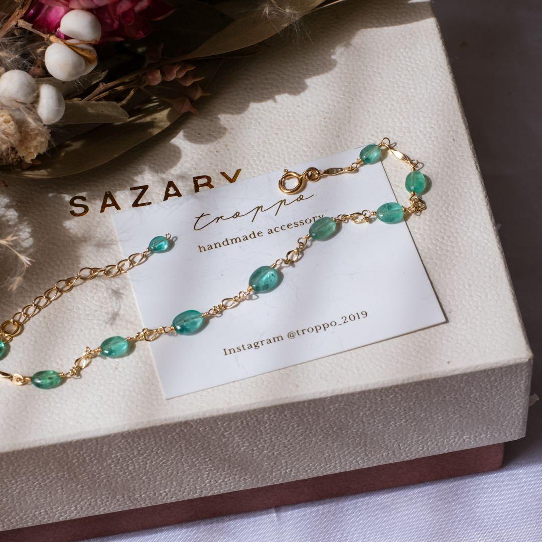 まいまい♦︎14kgfザンビアエメラルドブレスレット